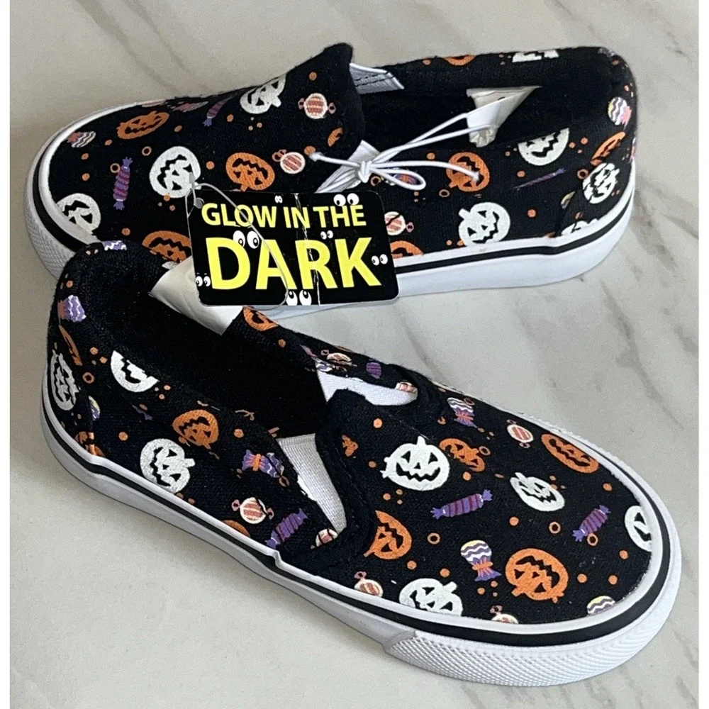 Tommy Bahama Toddler 8 Slip-On Shoes Pumpkins Halloween Glow in‎ the Dark Canvas